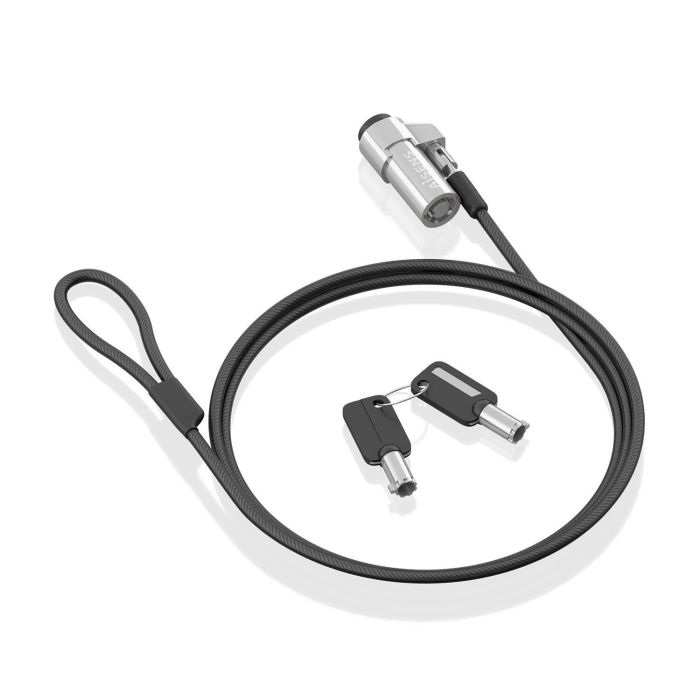 AISENS - CABLE DE SEGURIDAD TIPO NANO CON CERRADURA DE LLAVE PARA ORDENADOR, MONITOR, PORTATIL 1.5M