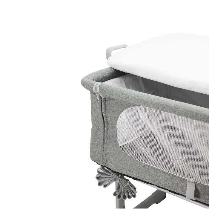 Cama Cododo gris NANIA ajustable 5 alturas posibles - colchón 4 cm 3 Cama Cododo gris NANIA ajustable 5 alturas posibles - colchón 4 cm 3
