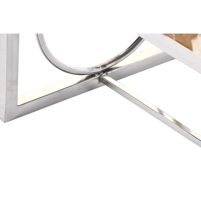 DKD Home Decor Descalzadora Blanco Marron Claro Piel Acero Rombos 41 x 44 x 122 cm 3