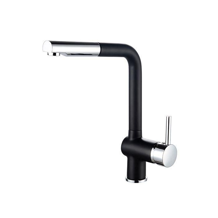 Grifo de cocina mezclador ROUSSEAU Matsouko - Con ducha de mano - Cromo gris y negro Grifo de cocina mezclador ROUSSEAU Matsouko - Con ducha de mano - Cromo gris y negro