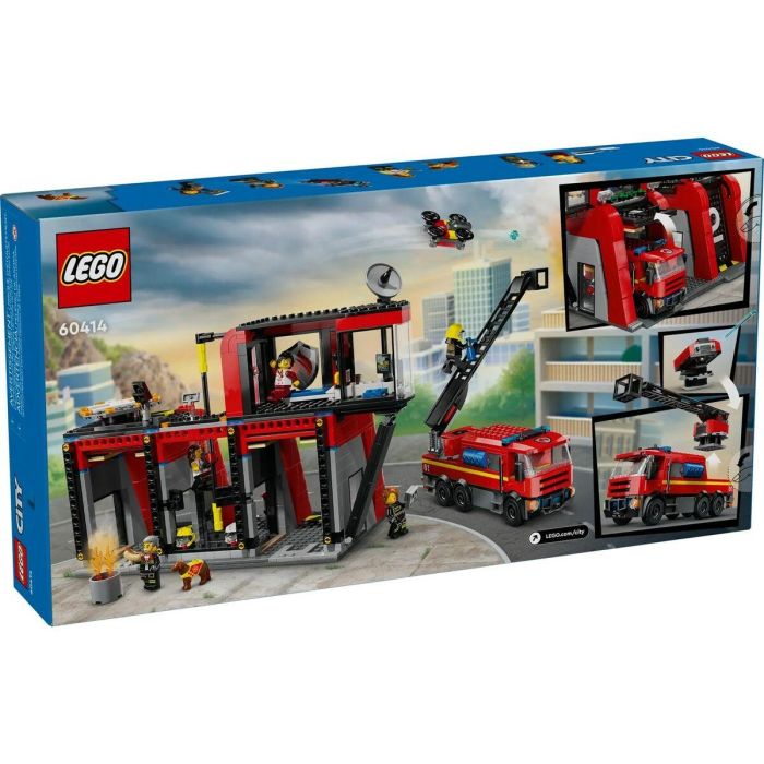 LEGO 60414 City Estación de Bomberos y Camión de Bomberos, Figura de Perro de Juguete y 5 Minifiguras, Regalo Infantil 9