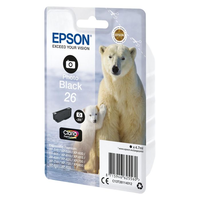 Epson C13T26114012 Cartucho Tinta Negro Foto Estándar Original Tinta Colorante 4.7ml 200 Páginas 1