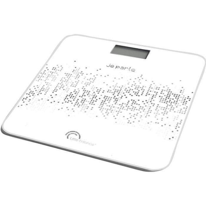 Little Balance Báscula de baño digital de voz parlante 180 kg / 100 g con Gran pantalla LCD de Vidrio templado en color Negro Little Balance Báscula de baño digital de voz parlante 180 kg / 100 g con Gran pantalla LCD de Vidrio templado en color Negro