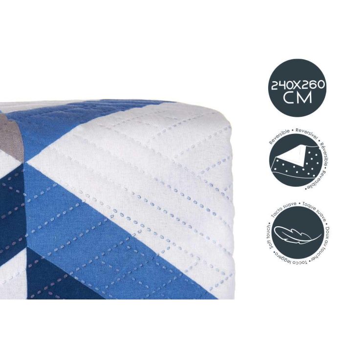 Colcha Cama Reversible 240X260 Triangulos Azules Giftdecor (6 Unidades) 3 Colcha Cama Reversible 240X260 Triangulos Azules Giftdecor (6 Unidades) 3