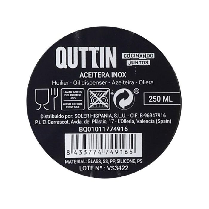 Quttin Aceitera de Acero Inoxidable 250 ml, 6x18 cm (16 Unidades) 6
