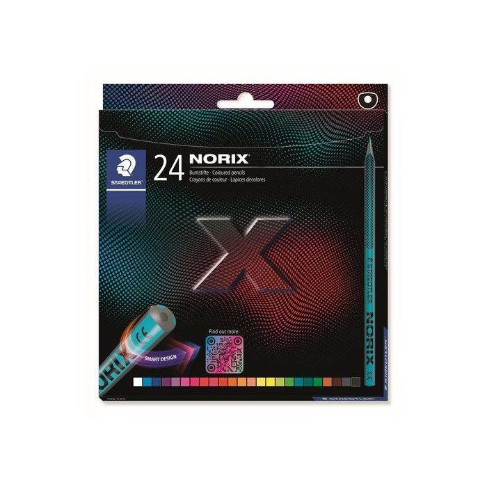 Staedtler Lápices de Colores Noris con Forma Inteligente - Estuche 24 Unidades, Colores Surtidos, Madera Negra, Made in Germany Staedtler Lápices de Colores Noris con Forma Inteligente - Estuche 24 Unidades, Colores Surtidos, Madera Negra, Made in Germany