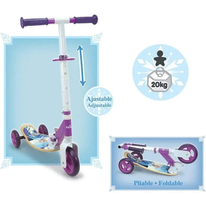 Smoby Patinete Plegable 3 Ruedas Madera Frozen Niños 2