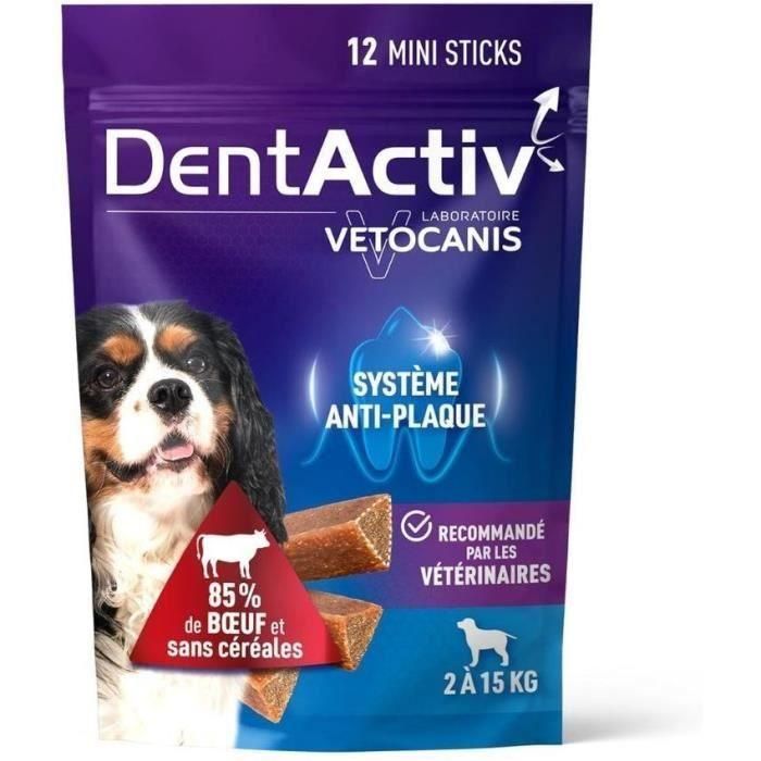 DentActiv - 12 Barritas - VETOCANIS - 12 Mini Barritas de Higiene Bucal de Ternera para Perros de 2 a 15 kg DentActiv - 12 Barritas - VETOCANIS - 12 Mini Barritas de Higiene Bucal de Ternera para Perros de 2 a 15 kg