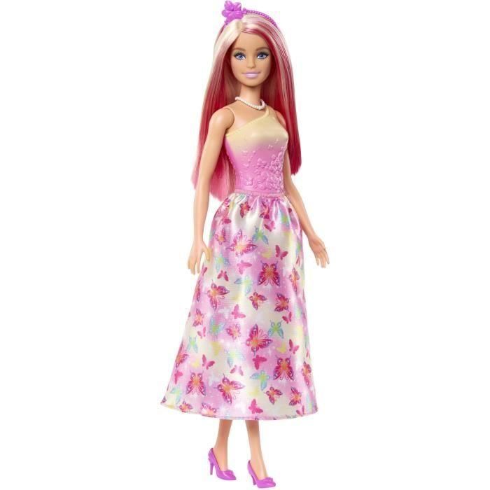 Barbie HRR08 Muñeca Princesa Dreamtopia con Pelo Rosa y Rubio, Falda de Mariposas, Accesorios para Niños +3 años 5