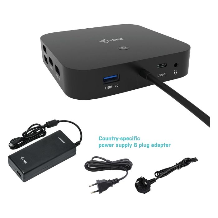I-tec C31HDMIDPDOCKPD Docking Station USB-C/Thunderbolt, Doble Pantalla 4K/60Hz, Carga 100W, 6 Puertos USB 3