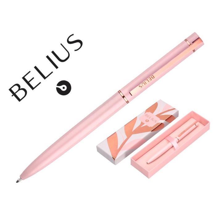 Boligrafo Belius Rose Aluminio Color Rosa-Oro Rosa Tinta Azul Caja De Diseño