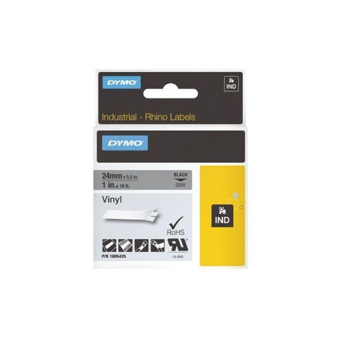 Dymo Rhino Cinta de Etiquetas Industrial Adhesiva Vinilo, Blanco Sobre Negro, 12 mm x 5.5M, Ref. Id1-12 Dymo Rhino Cinta de Etiquetas Industrial Adhesiva Vinilo, Blanco Sobre Negro, 12 mm x 5.5M, Ref. Id1-12