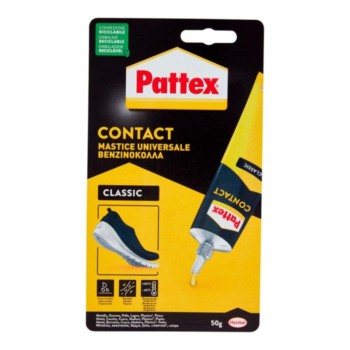 Pattex Cola de Contacto Universal, Adhesivo Rápido y Resistente, para Madera, Cuero, Goma y Sintéticos, Bote 50 gr