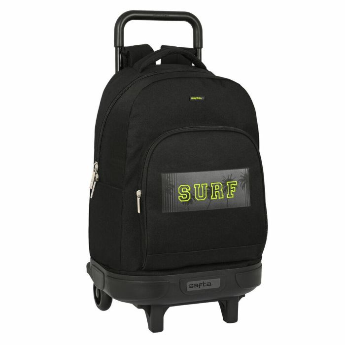 Safta Mochila Grande con Ruedas Compacta Extensible Simple "Surf" 33x45x22cm Negra Poliéster 600D 0 Safta Mochila Grande con Ruedas Compacta Extensible Simple "Surf" 33x45x22cm Negra Poliéster 600D 0