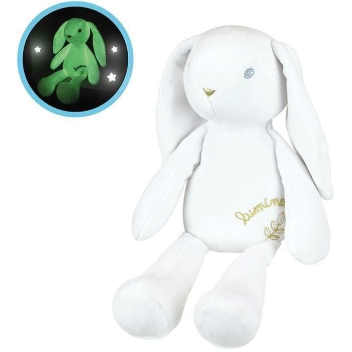 Jemini LIMINOU Conejo de peluche luminoso, ultrasuave para calmar miedo a la oscuridad y ayudar a dormir, 30 cm