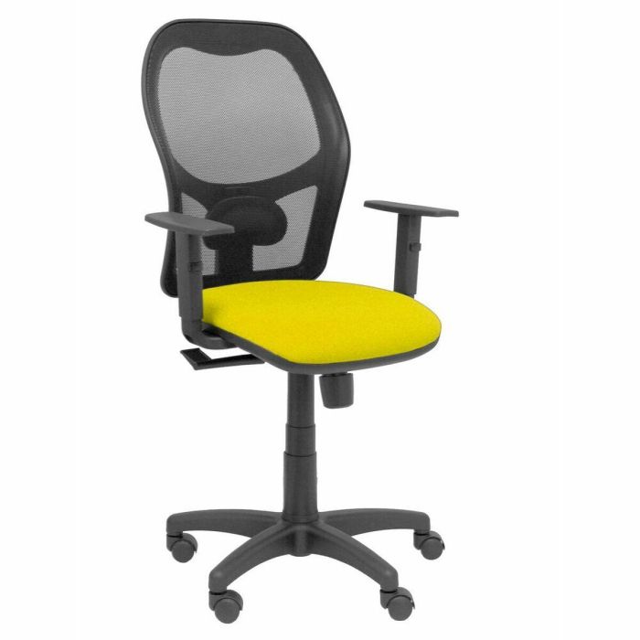 PIQUERAS Y CRESPO Silla Alocen malla negra asiento bali amarillo brazos regulables PIQUERAS Y CRESPO Silla Alocen malla negra asiento bali amarillo brazos regulables