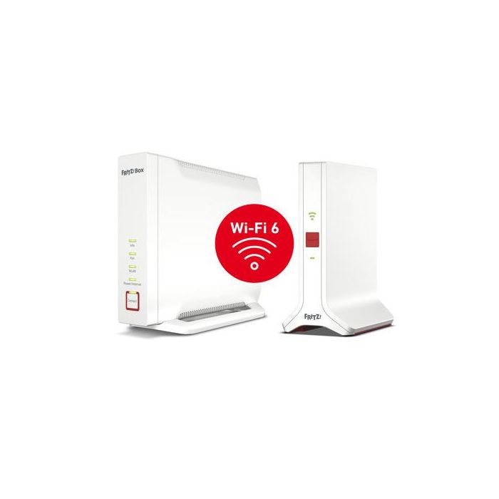 Fritz Kit Wifi Mesh Set 4060 + 3000 AX INT, Wi-Fi 6 Tribanda, 4x4, 6000 Mbit/s 1 Fritz Kit Wifi Mesh Set 4060 + 3000 AX INT, Wi-Fi 6 Tribanda, 4x4, 6000 Mbit/s 1