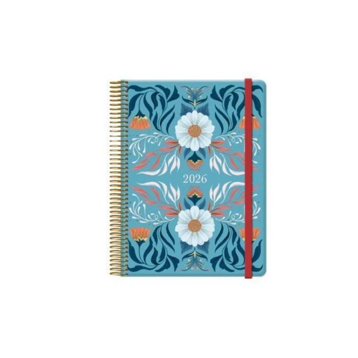 Dohe 13250 - 26 Agenda 2026 Charm Espiral Día Página, 15x21 cm, Cubierta Estampada Azul, 336 Páginas, Tapa Dura
