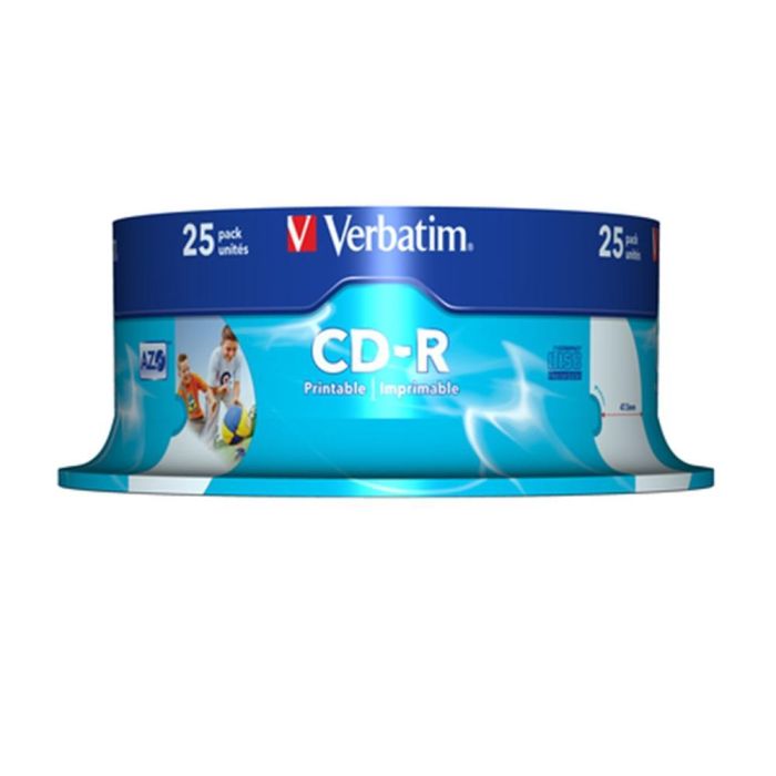 Verbatim Cd-R Azo, 700Mb, 52X, 25 Unidades, Superficie Wide Inkjet Printable 23-118 mm 1 Verbatim Cd-R Azo, 700Mb, 52X, 25 Unidades, Superficie Wide Inkjet Printable 23-118 mm 1
