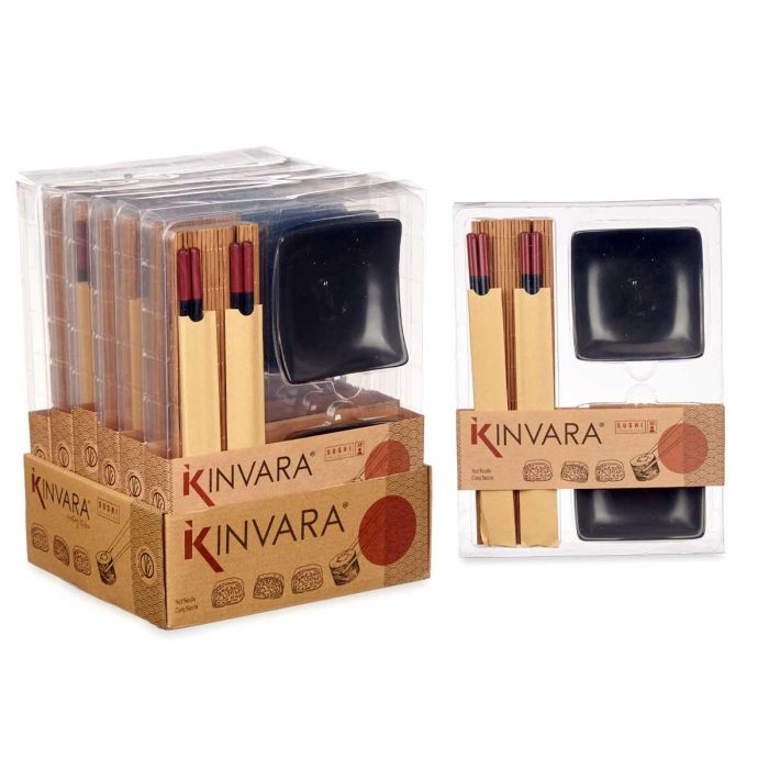 Set Sushi Ceramica Bambu Negro 6 Piezas Kinvara 20X3CM (12 Unidades) 2 Set Sushi Ceramica Bambu Negro 6 Piezas Kinvara 20X3CM (12 Unidades) 2