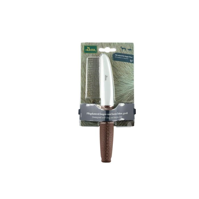 Hunter Peine de Cuidados para Perros y Gatos Pelo Medio/Largo - Púas Largas y Cortas Acero Inoxidable - Desenreda Nudos y Quita Subpelo 2