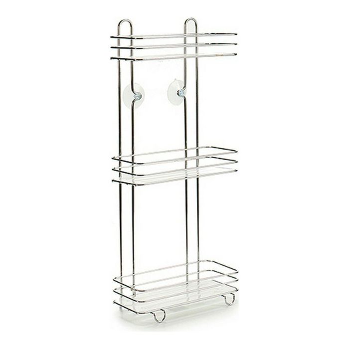 Berilo Estantería Recta Alta para Baño Triple, Metal Cromado y Plástico, 26x59x13 cm (6 Unidades)