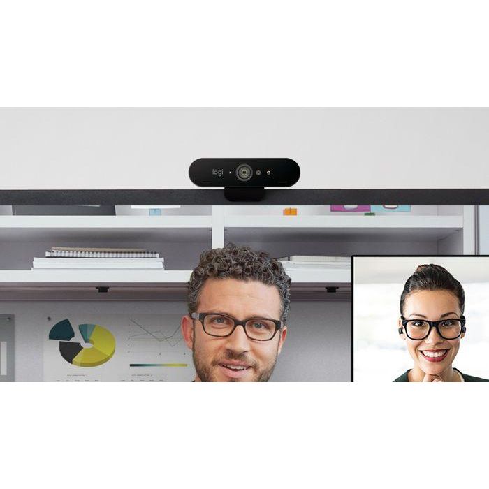 Logitech Brio 4K Webcam Ultra HD con HDR, RightLight 3, Micrófonos Omnidireccionales y Reconocimiento Facial Windows Hello USB-A Negro 5