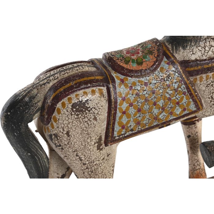 DKD Home Decor Figura Indio con Caballo de Madera Mango y Hierro Blanco y Multicolor 10 x 42 x 35 cm 1