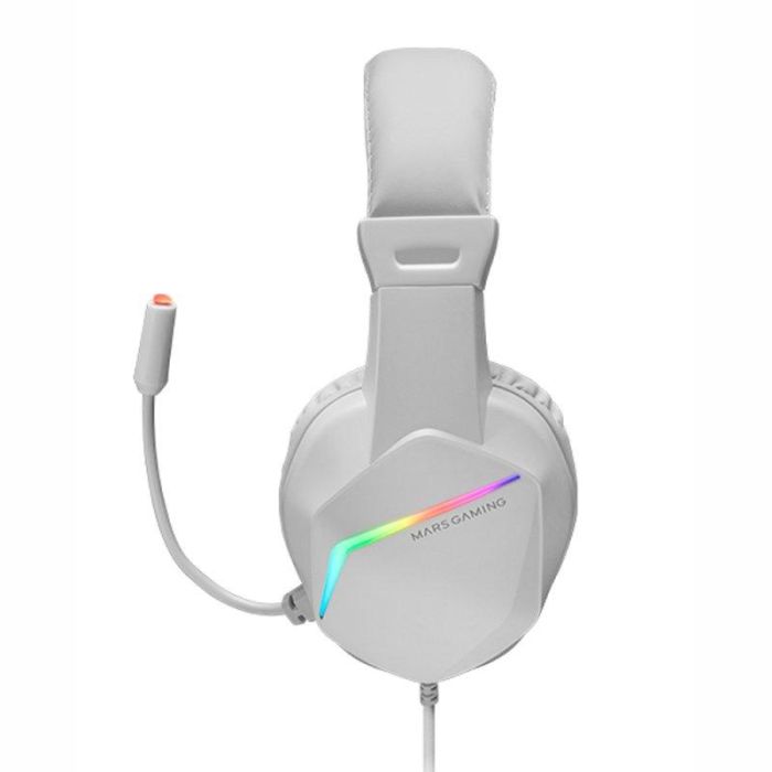 Mars Gaming Auriculares MH122W Gaming Jack 3.5 mm FRGB Cancelación de Ruido, Micrófono Flexible, Sonido Hi-Fi Ultra-Bass, Compatibilidad Multiplataforma, Color Blanco 1