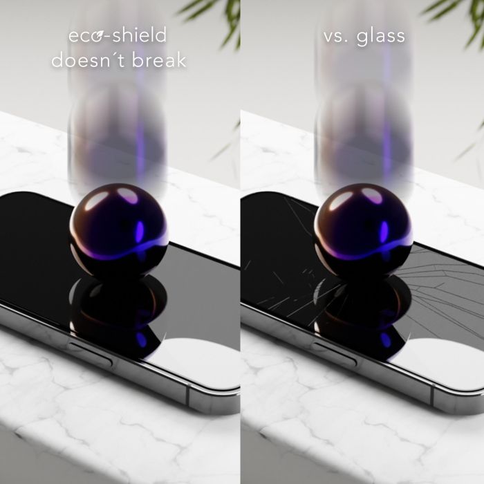 dbramante 1928 Protector de pantalla ECO-SHIELD para iPhone 13, iPhone 13 Pro, iPhone 14, Resistente a rayones y polvo, Negro/Transparente 2