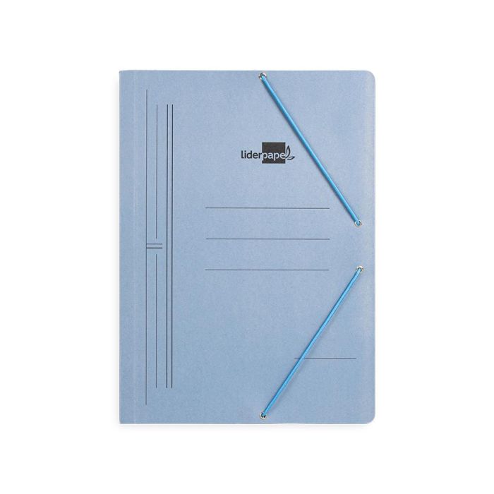 Carpeta Liderpapel Gomas Folio Sencilla Carton Pintado Azul 3