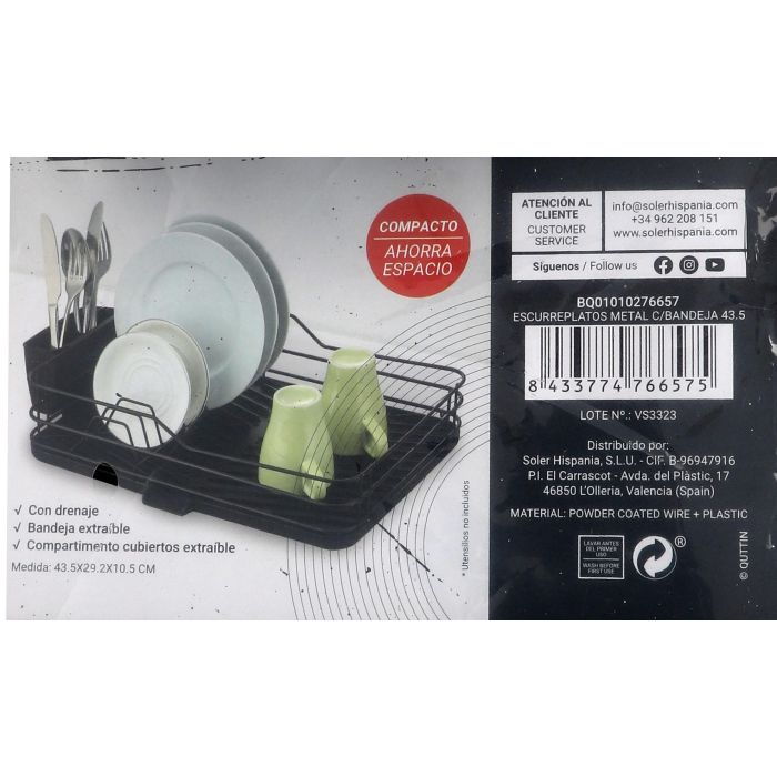 Escurreplatos de metal con bandeja Quttin 43.5 cm (4 Unidades) 9 Escurreplatos de metal con bandeja Quttin 43.5 cm (4 Unidades) 9