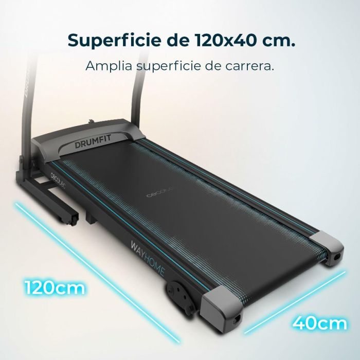 Cecotec DrumFit WayHome 1500 Sprint Cinta de correr Plegable, 15 km/h, 120x40 cm, 1100W, 12 programas, 3 niveles inclinación 2