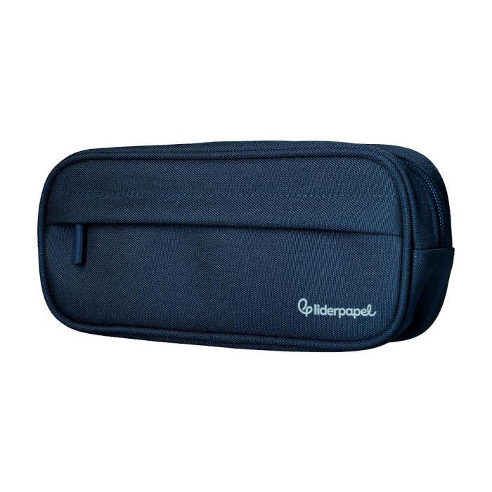 Estuche Portatodo Liderpapel Classic Ovalado 2 Cremalleras Con Bolsillo Delantero 210x90 mm Azul Marino 2