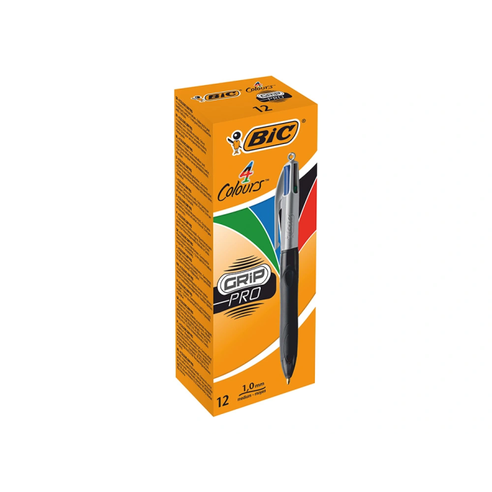 Bic Bolígrafo 4 Colores con Grip, Punta 1 mm, Negro 6