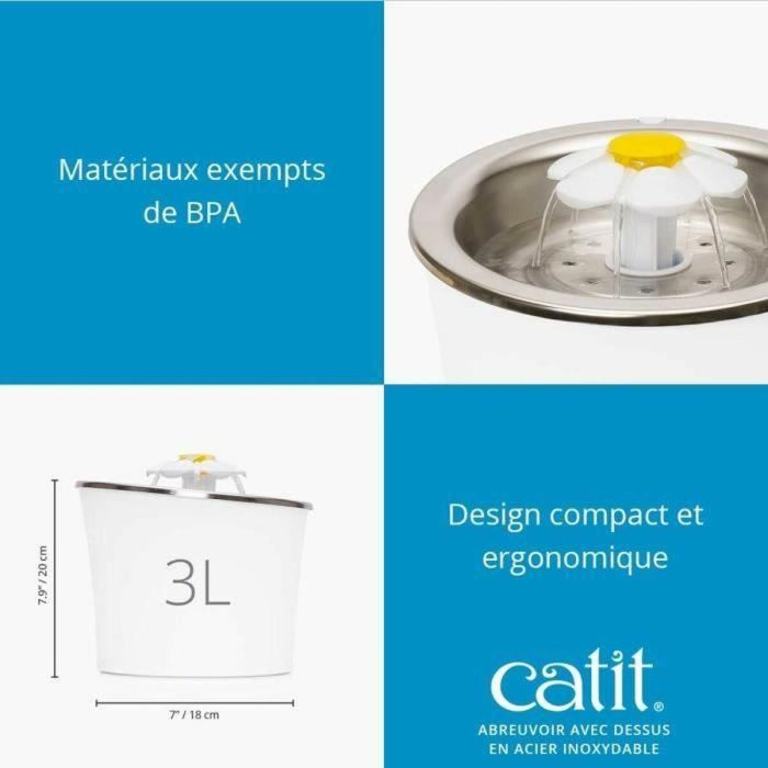 Cat It CAT43725 Fuente de Agua para Gatos Flower, 3 L, Tapa de Acero Inoxidable, con LED, Blanca 2 Cat It CAT43725 Fuente de Agua para Gatos Flower, 3 L, Tapa de Acero Inoxidable, con LED, Blanca 2