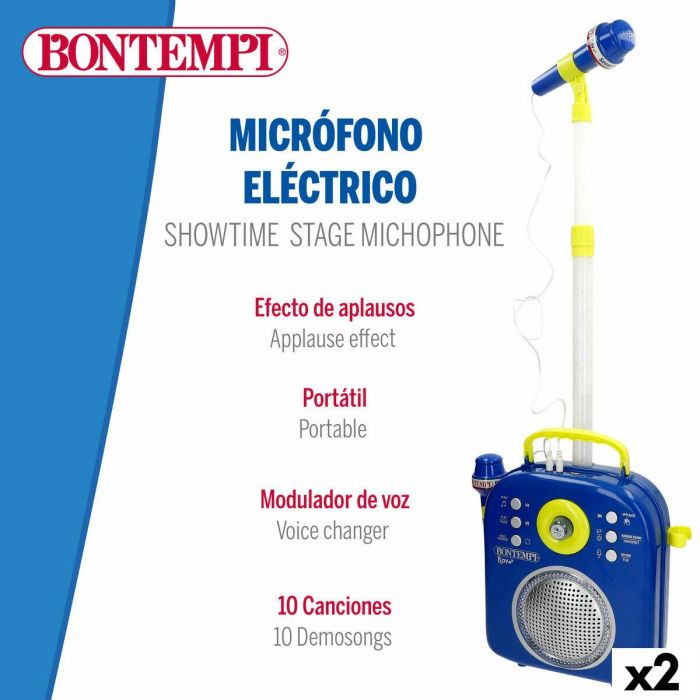 Altavoz con Micrófono Karaoke Bontempi 2 Unidades 17 Altavoz con Micrófono Karaoke Bontempi 2 Unidades 17