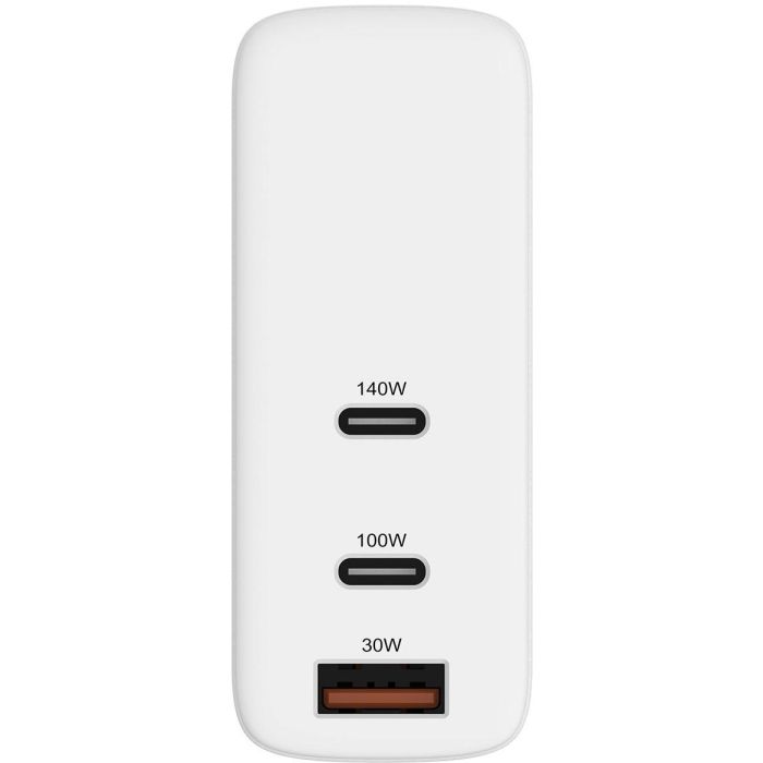 Hyper HYPERJUICE Cargador GaN USB-C de 140W con Carga Rápida, 2 Puertos USB-C y Cable de 2m Blanco para Portátiles/Móviles 1