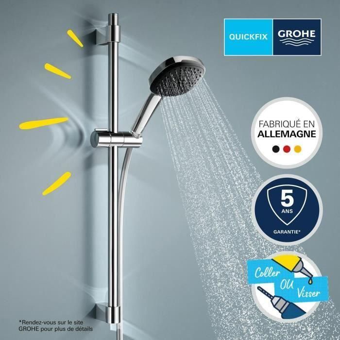 Set de ducha con rociador de 3 chorros, barra y flexo - GROHE Vitalio Comfort 110 26096001 - Fácil selección - Ahorro de agua 1 Set de ducha con rociador de 3 chorros, barra y flexo - GROHE Vitalio Comfort 110 26096001 - Fácil selección - Ahorro de agua 1