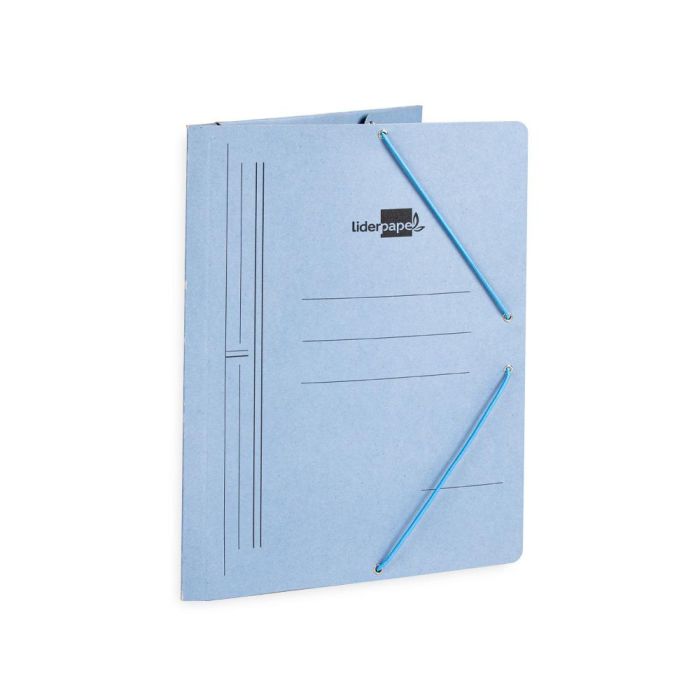 Carpeta Liderpapel Gomas Folio 3 Solapas Carton Pintado Azul 3