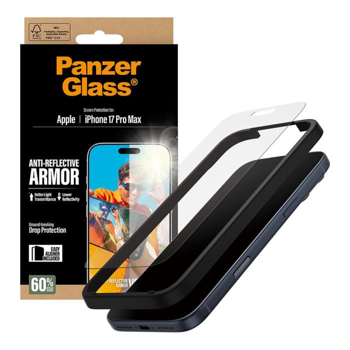 PanzerGlass Protector de Pantalla Anti-Reflective Armor para iPhone 17 Pro Max con EasyAligner, Aplicación en Seco, Resistente a Golpes 4