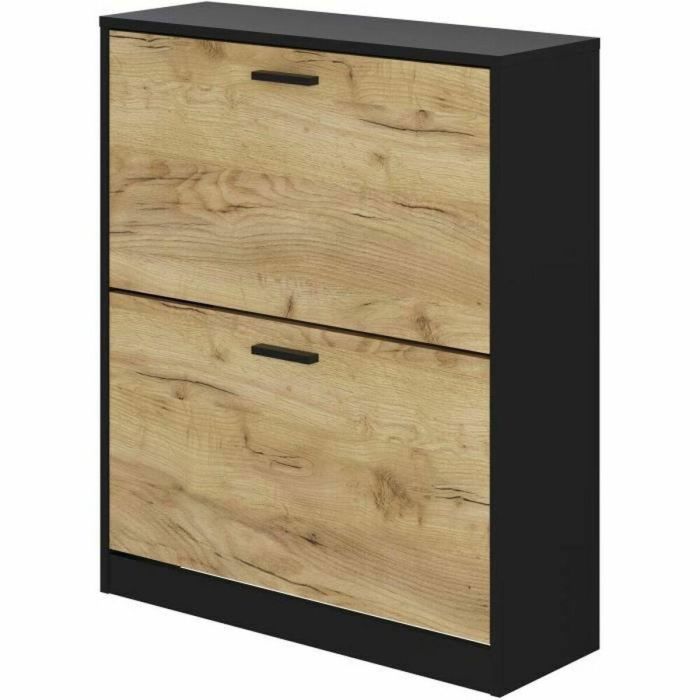 Zapatero 2 puertas - Decoración roble y negro Zapatero 2 puertas - Decoración roble y negro