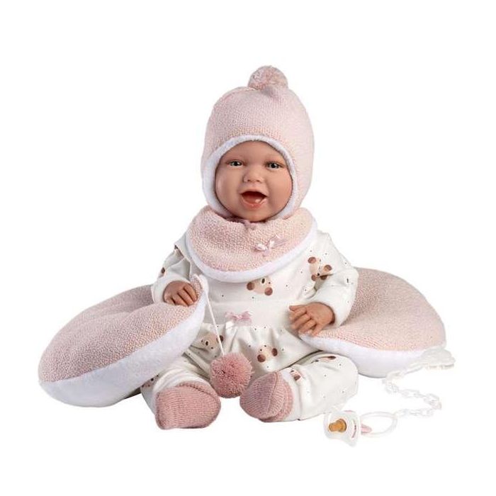 Muñeca mimi sonrisas con vestido ositos luna rosa 42cm cuerpo tela 1