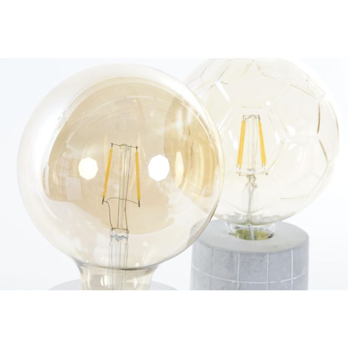 DKD Home Decor Decoración Luminosa Moderna LED, Cemento, Gris Blanco Dorado, 12x12x22 cm, 2 Unidades (Surtido), Pilas AAA. 2