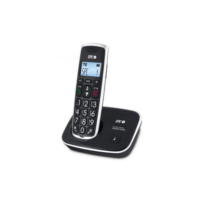 SPC 7609N Teléfono Inalámbrico Duo para Mayores con Teclas XL, Sonido Extra Amplificado +10dB, Compatible Audífonos, Manos Libres, Negro 1 SPC 7609N Teléfono Inalámbrico Duo para Mayores con Teclas XL, Sonido Extra Amplificado +10dB, Compatible Audífonos, Manos Libres, Negro 1