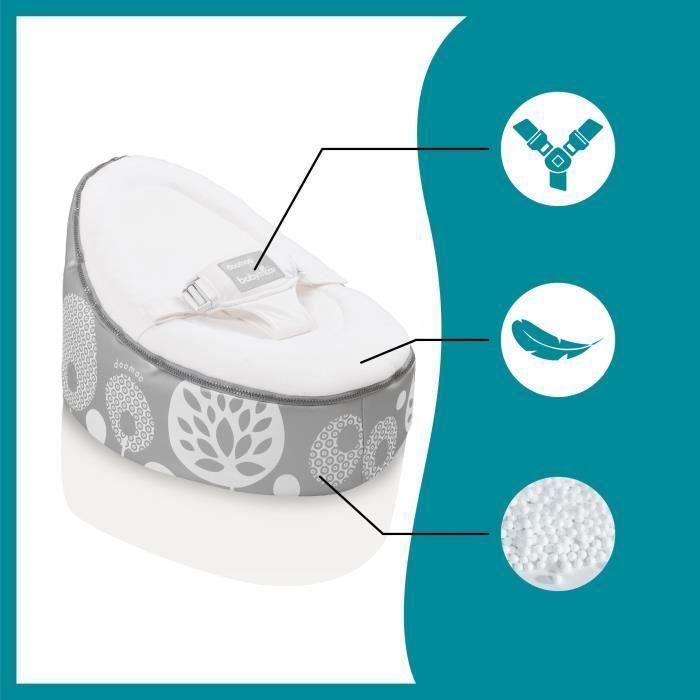 Babymoov Doomoo Nid - Baby Transat - Evolutif y multifunción Pouf del nacimiento - Flor de plata 3