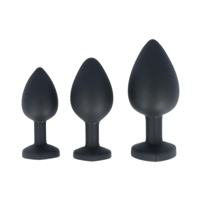 Plug Anal Virgite Negro Silicona Set 3 Piezas 6 Plug Anal Virgite Negro Silicona Set 3 Piezas 6