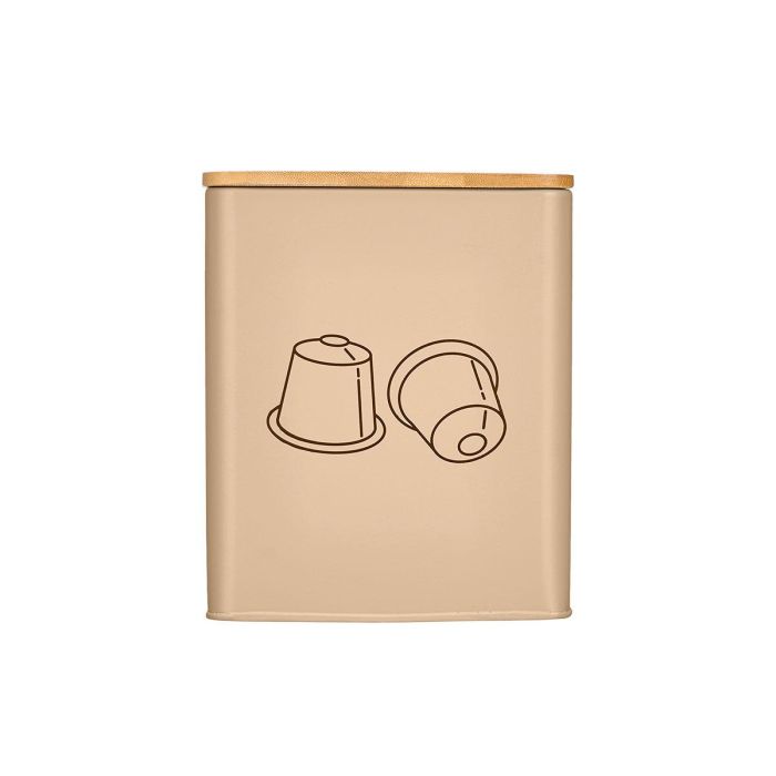 Tarro Cuadrado Tapa Bambu Portacapsulas Beige Kinvara 13x16x13cm (Set de 12) 2 Tarro Cuadrado Tapa Bambu Portacapsulas Beige Kinvara 13x16x13cm (Set de 12) 2