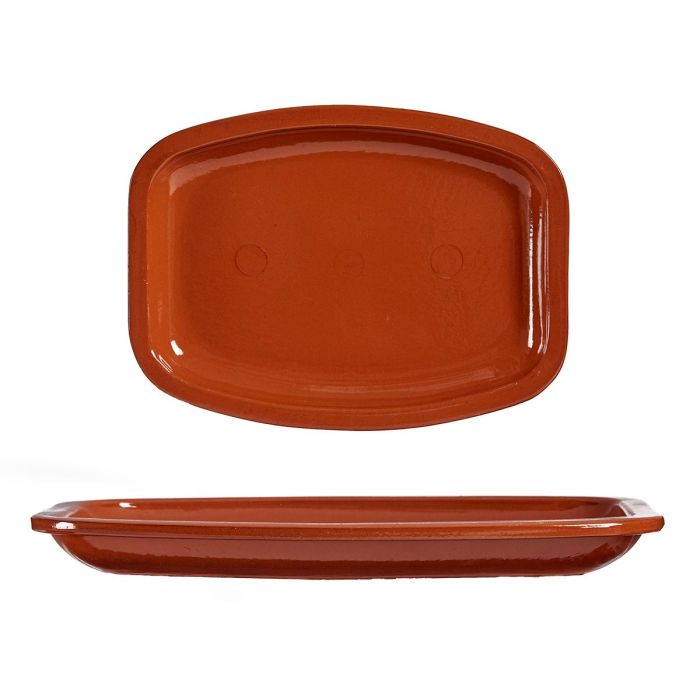 La Dehesa Bandeja Plana Rectangular Barro Refractario Miel 35 x 26 cm (Set de 6)