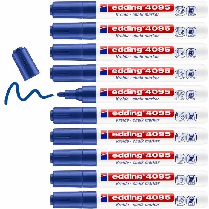 Rotuladores de tiza líquida Edding 4095 Azul (10 Unidades) 1 Rotuladores de tiza líquida Edding 4095 Azul (10 Unidades) 1